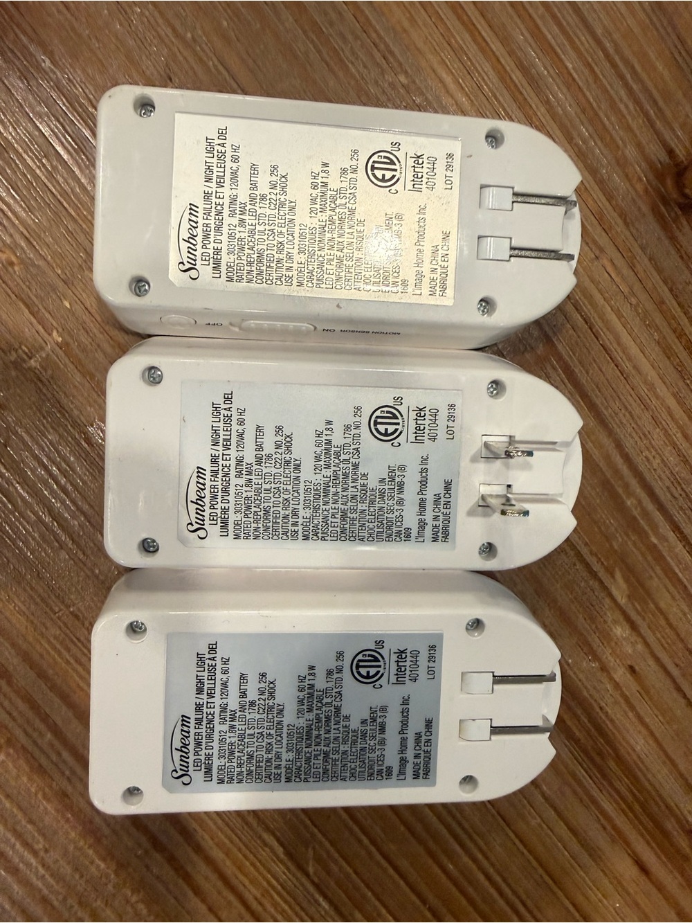 Sunbeam White Plug-In LED Night Lights - Trio